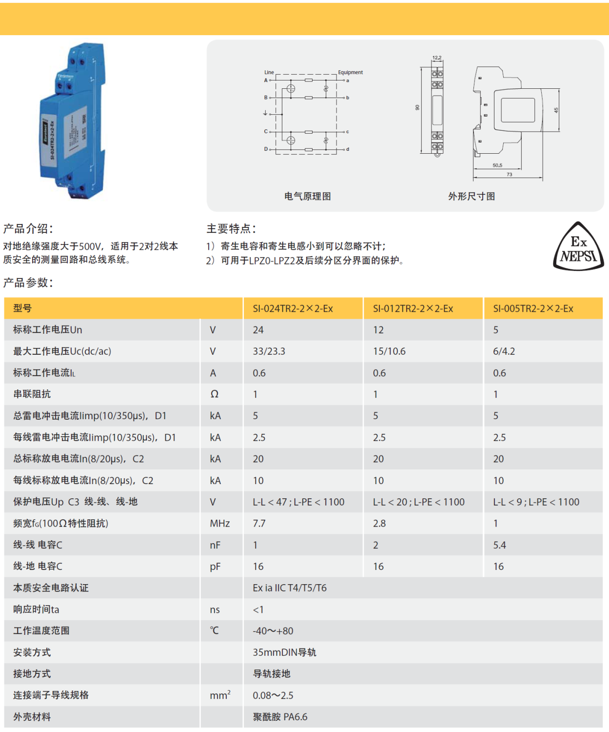 SI-024TR2-2x2-Ex 歐申信號防雷器：危險環境中的高效電涌保護解決方案